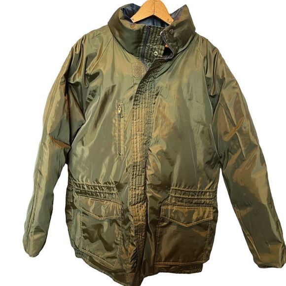 Outbrook puffer coat reversible Medium Navy and olive green zipper and velcro - Picture 4 of 10